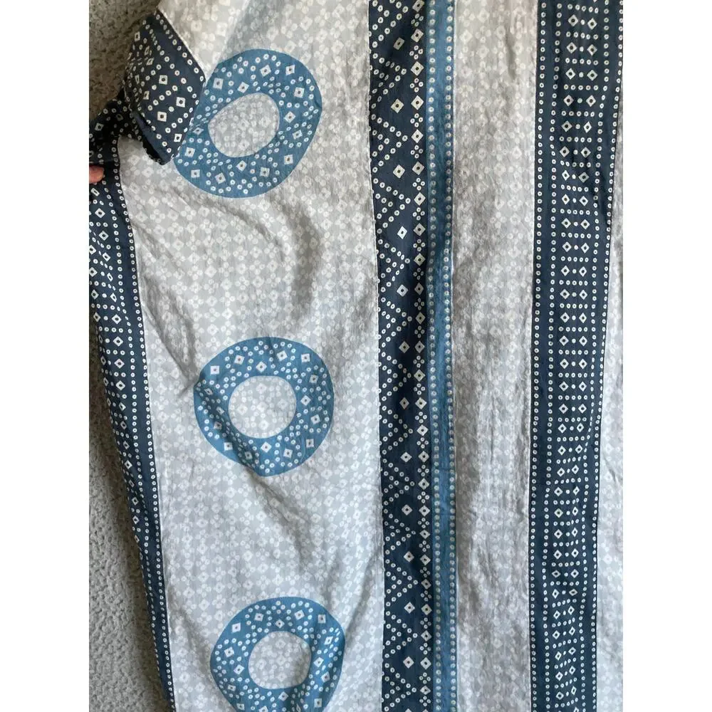 Emerson Fry Maxi Dress Caftan One Size Geometric Oversized Blue Boho Hippie - Picture 9 of 16